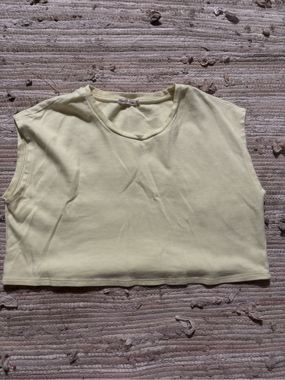 Heart Hips Pale Yellow Cropped Sleeveless Tee